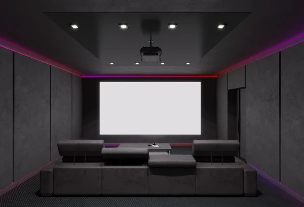 Interior del cine en casa. ilustración 3d . — Foto de Stock