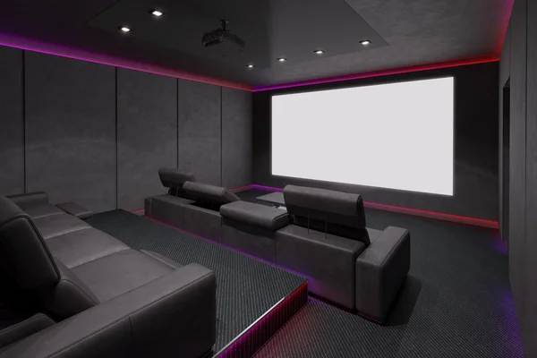 Home Theater interieur. 3D illustratie. — Stockfoto