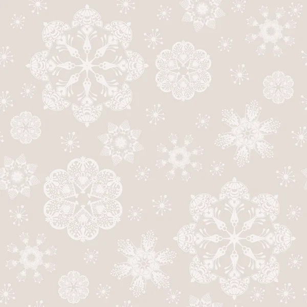 Copos de nieve ornamentales de fondo sin costuras Vintage — Vector de stock