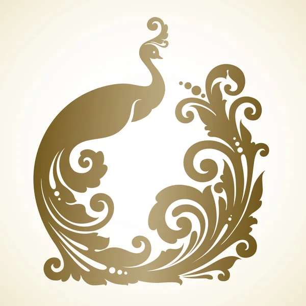 Quadro ornamental com pássaro decorativo — Vetor de Stock