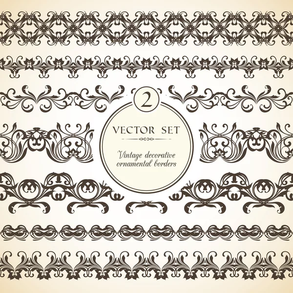 Vector set of vintage seamless ornamental decorative borders — Stock Vector