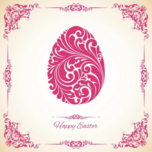 Sjabloon met Decoratief frame en sierlijke Easter egg — Stockvector