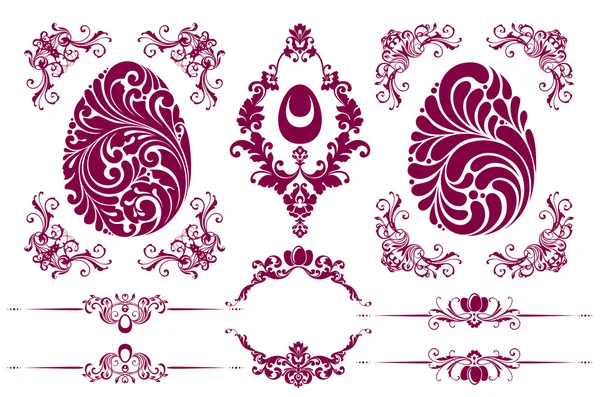 Vector set of Easter decorative ornamental page decoration design elements — Stock Vector