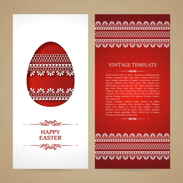 Vintage πρότυπο σετ με διακοσμητικά σύνορα χαρτί κοπεί μοτίβο καλό Πάσχα — Διανυσματικό Αρχείο