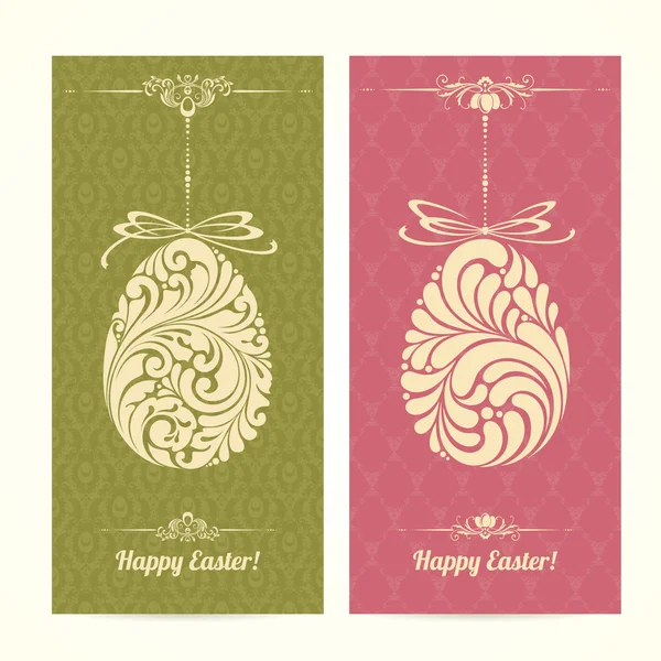 Conjunto vectorial de banners de plantillas de Pascua ornamentales vintage — Vector de stock