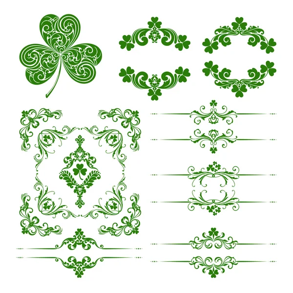 Vector set of st. Patrick's Day decorative ornamental page decoration elements — Stock Vector