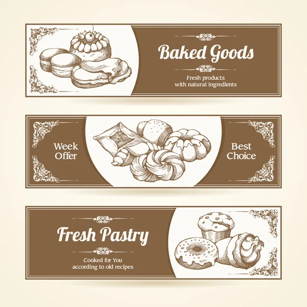 Bakkerij banners set — Stockvector