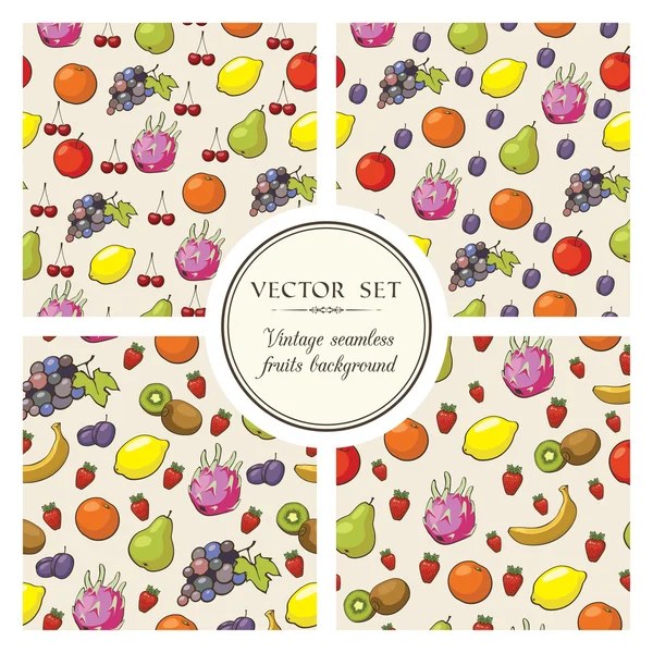 Patterns with fruit and berries — Stock Vector