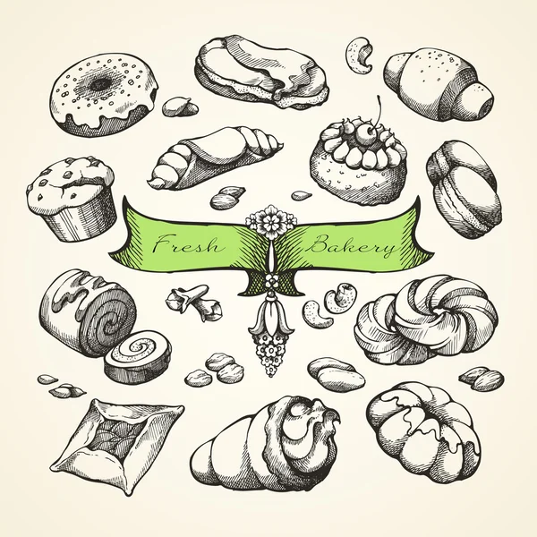 Panadería dibujada a mano — Vector de stock