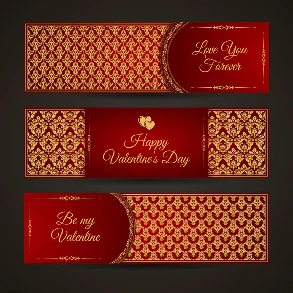 Día de San Valentín banners conjunto — Vector de stock