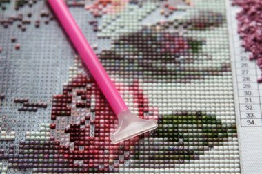 Çok renkli Elmas Straslar ve Elle Tamir Edici kare yapay elmaslardan elde edilen elmas boyası 3D