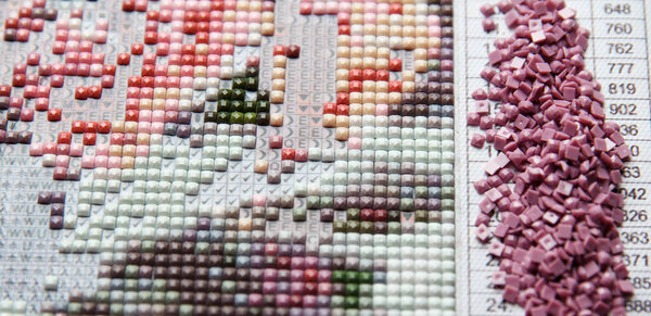 Процесс создания алмазной живописи 3d из квадратного страуса, хобби ручной работы для отдыха