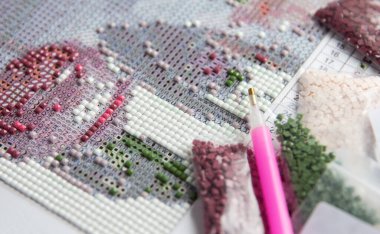 Çok renkli Elmas Straslar ve Elle Tamir Edici kare yapay elmaslardan elde edilen elmas boyası 3D