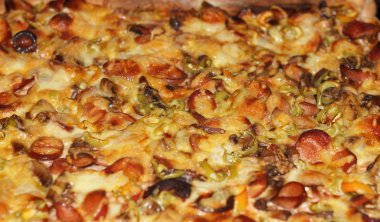 Arka plan bir pişmiş pizza