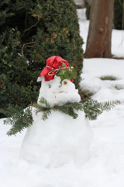 Bellissimo pupazzo di neve all'aperto — Foto Stock