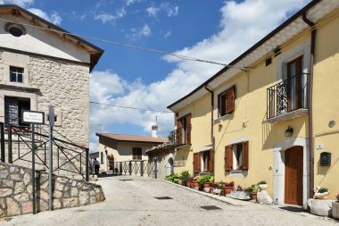 A narrow street in Civitella Alfedena, a medieval village in the Abruzzo region, Italy.