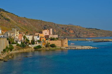 Castellammare del Golfo, İtalya. Sicilya sahilinde bir sahil Trapani vilayetinde..