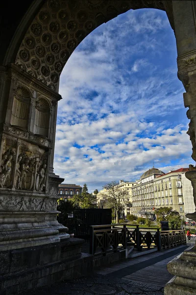 Naples Italy December 2020 Entrance Medieval Castle Historic Center City — ストック写真