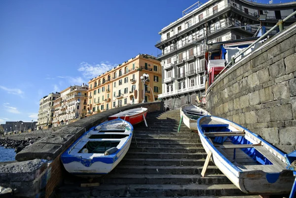 Boats Waterfront Naples Mediterranean City Southern Italy — Zdjęcie stockowe