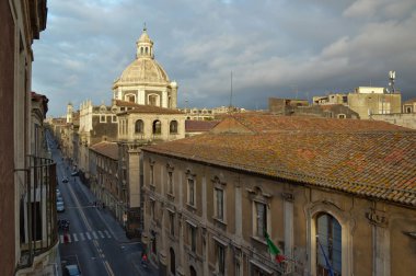 Catania 'nın panoramik manzarası, İtalya' nın Sicilya bölgesindeki şehir.