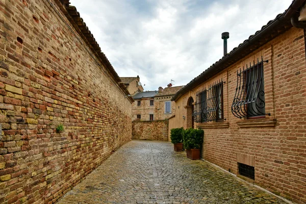 Narrow Street Old Houses Montecosaro Medieval Town Marche Region Italy — Stock Photo, Image