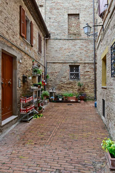 Ulice Mezi Starými Domy Civitanova Alta Středověké Město Marche Regionu — Stock fotografie