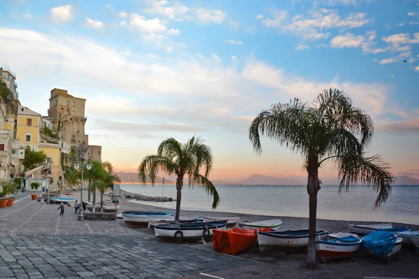 Der Kleine Strand Von Cetara Einem Küstenort Der Provinz Salerno — Stockfoto
