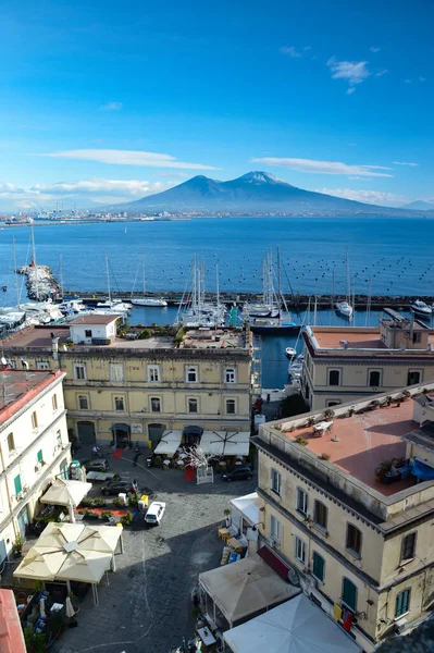 Neapol Włochy 2017 Panorama Miasta Tarasu Średniowiecznego Zamku — Zdjęcie stockowe