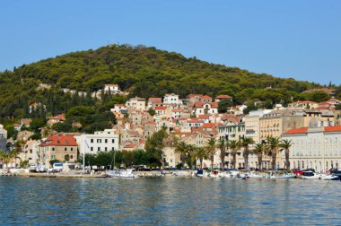 Hırvatistan 'ın antik bir kenti olan Split' in tarihi merkezinin panoramik manzarası.