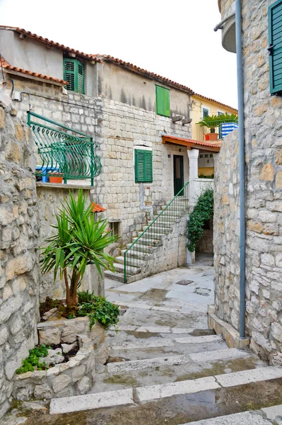 Una Strada Stretta Nel Centro Storico Spalato Antica Città Croazia — Foto Stock