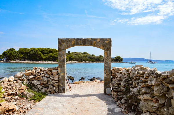 Image Mer Depuis Une Île Sur Côte Croate — Photo