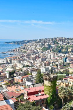 Napoli 'nin panoramik manzarası, İtalyan şehri.
