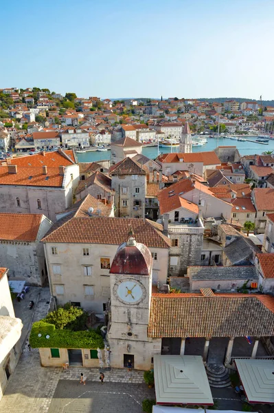 Trogir Croacia 2017 Panorama Desde Alto Del Barrio Medieval Una — Foto de Stock