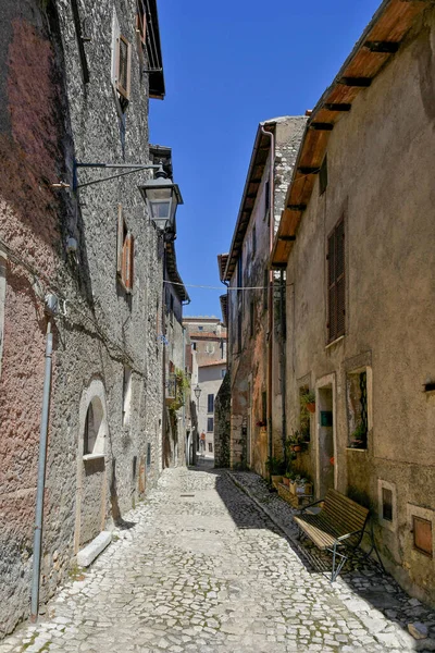 Sermoneta Italia 2021 Una Calle Entre Antiguos Edificios Medievales Piedra — Foto de Stock