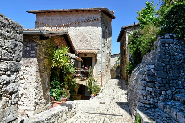 Sermoneta Italien 2021 Gata Mellan Gamla Medeltida Stenbyggnader Den Historiska — Stockfoto