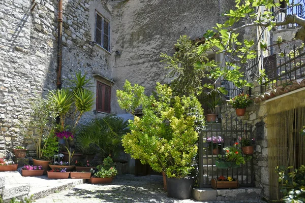 Bassiano Italië 2021 Een Smalle Straat Tussen Stenen Gebouwen Van — Stockfoto