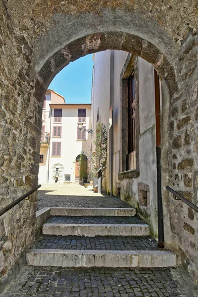 Bassiano Itália 2021 Uma Rua Estreita Entre Edifícios Pedra Uma — Fotografia de Stock