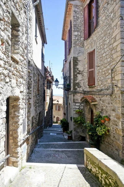 Bassiano Italia 2021 Una Calle Estrecha Entre Los Edificios Piedra — Foto de Stock