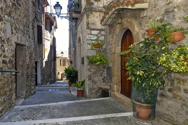 Bassiano Itália 2021 Uma Rua Estreita Entre Edifícios Pedra Uma — Fotografia de Stock