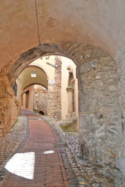 Sonnino Italia 2021 Una Calle Entre Antiguos Edificios Medievales Piedra — Foto de Stock