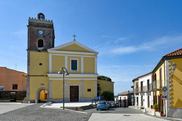 The facade of the church on the square of Montefredane, a medieval village in the province of Avellino, Italy.