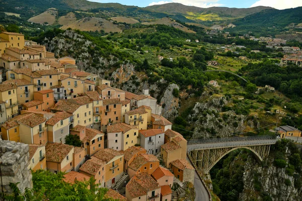 Vista Panorâmica Muro Lucano Uma Aldeia Nas Montanhas Região Basilicata — Fotografia de Stock