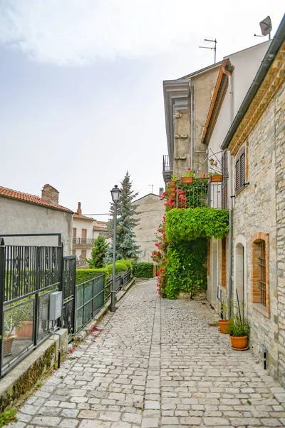 Une Petite Rue Entre Les Vieilles Maisons Pietrabbondante Village Médiéval — Photo