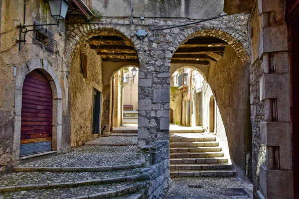 Uma Rua Estreita Cidade Medieval Guardia Sanframondi Província Benevento Itália — Fotografia de Stock