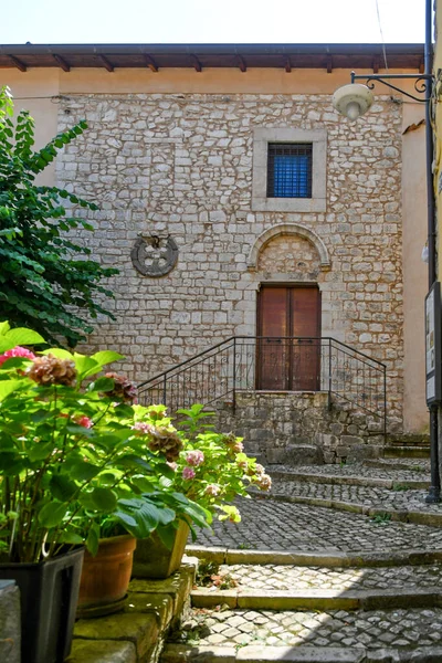 Die Fassade Eines Alten Hauses Maenza Einer Mittelalterlichen Stadt Der — Stockfoto