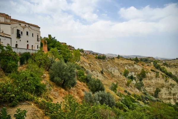 Vista Panorámica Del Campo Alrededor Aliano Casco Antiguo Región Basilicata —  Fotos de Stock