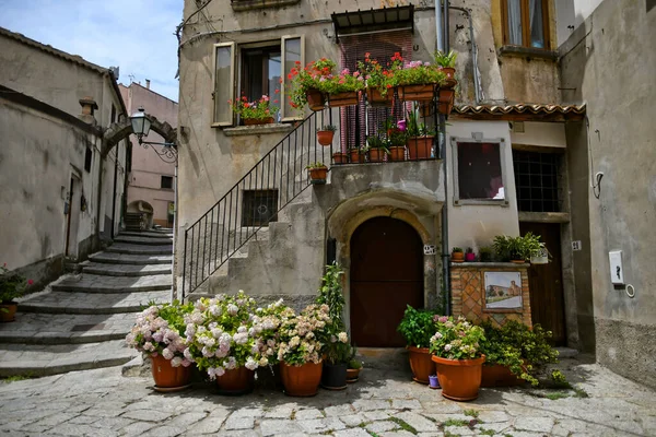 Fronte Una Vecchia Casa San Giovanni Fiore Borgo Medievale Della — Foto Stock