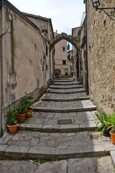 Een Straat Het Historische Centrum Van San Giovanni Fiore Een — Stockfoto