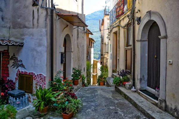 Uma Rua Centro Histórico Rivello Uma Cidade Medieval Região Basilicata — Fotografia de Stock