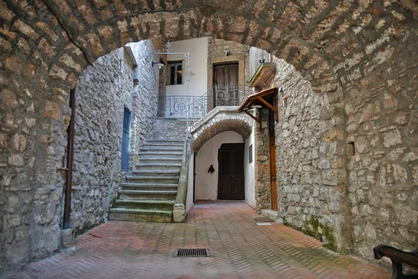 Bejárati Egy Régi Ház Történelmi Központjában Castelsaraceno Egy Régi Város — Stock Fotó
